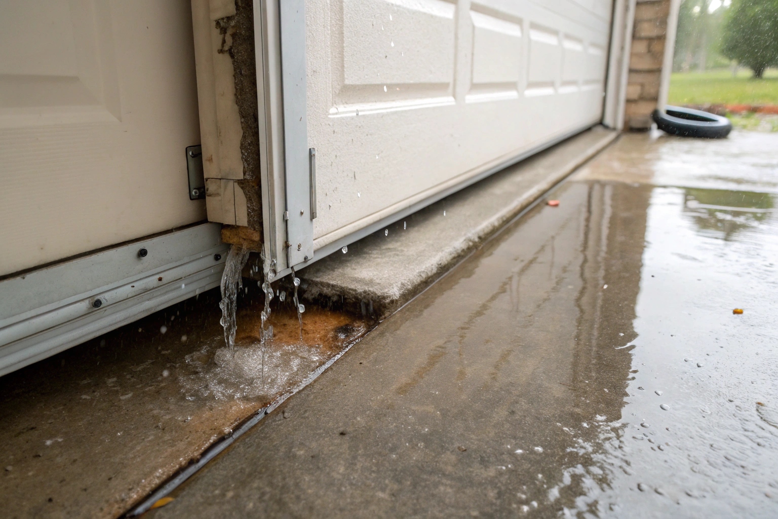 Garage door that needs to be replaced from water damage in sydney