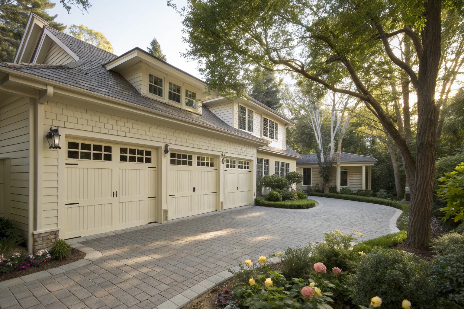 Premium sectional garage doors with windows on renovated Artarmon family home
