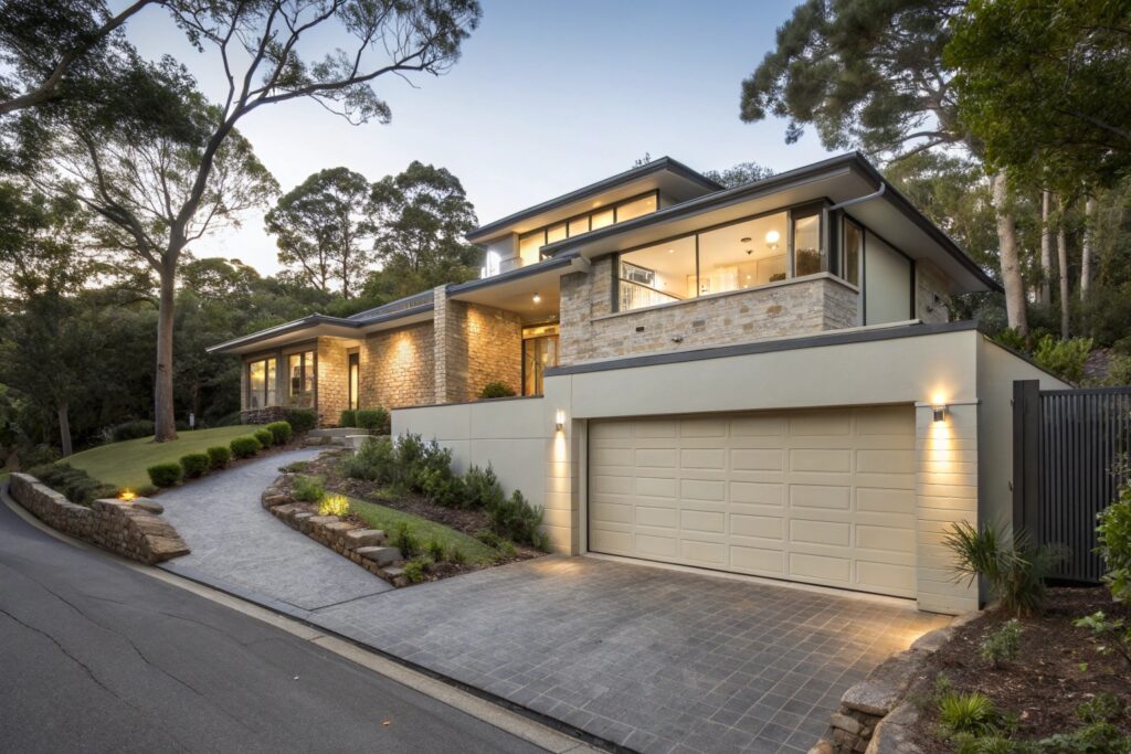 Automatic garage door installation on sloped driveway in Chatswood