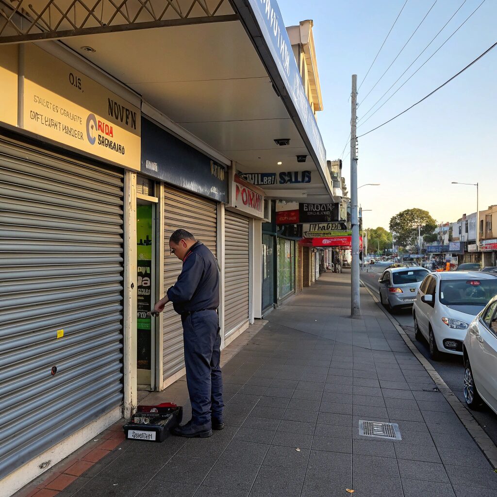 Commercial roller door servicing in the Eastwood shopping precinct