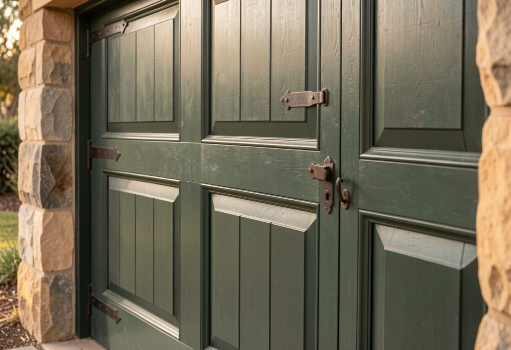 timber garage door on a heritage Australian home,